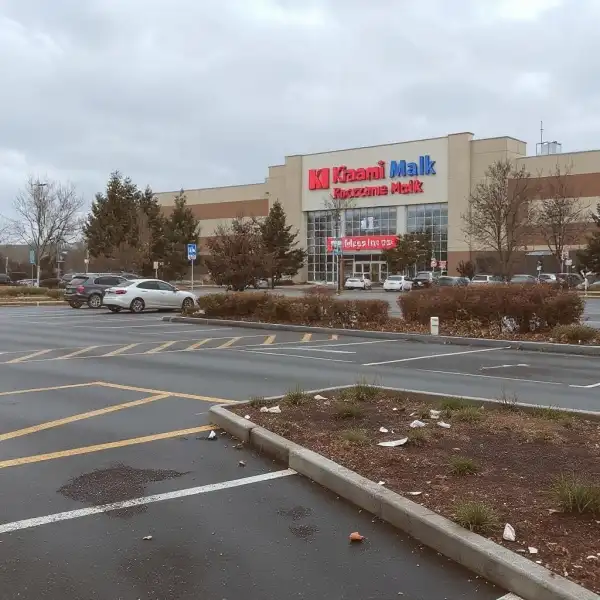 Открытая стоянка у торгового центра - до уборки